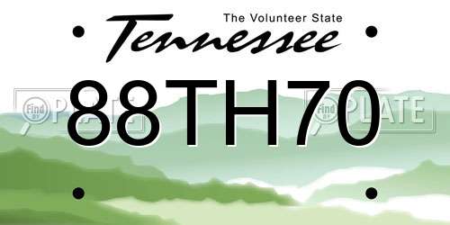 88TH70 Tennessee License Plate