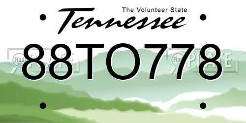 88TO778 Tennessee License Plate