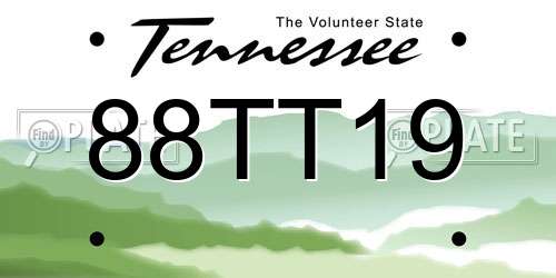 88TT19 Tennessee License Plate