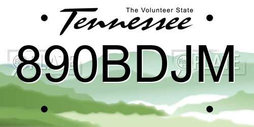 890BDJM Tennessee License Plate