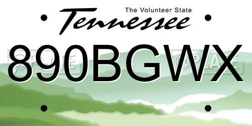 890BGWX Tennessee License Plate