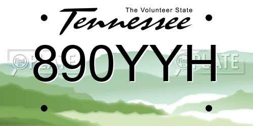 890YYH Tennessee License Plate