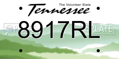 8917RL Tennessee License Plate