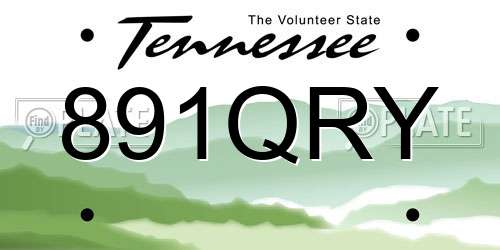 891QRY Tennessee License Plate