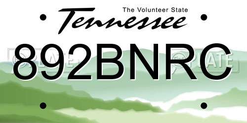 892BNRC Tennessee License Plate