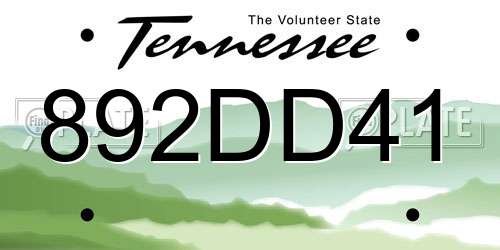 892DD41 Tennessee License Plate