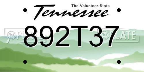 892T37 Tennessee License Plate