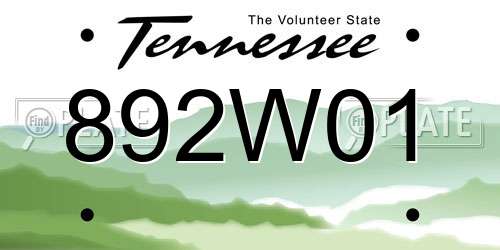 892W01 Tennessee License Plate