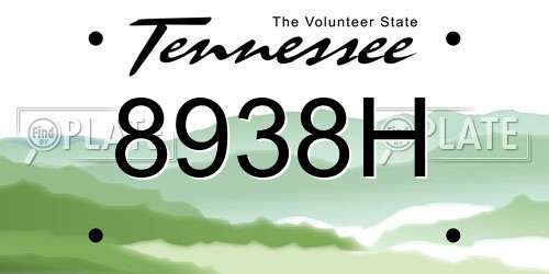 8938H Tennessee License Plate