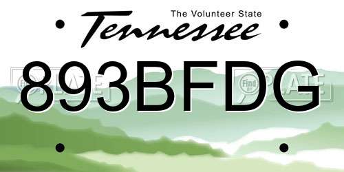 893BFDG Tennessee License Plate