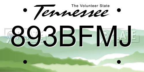 893BFMJ Tennessee License Plate