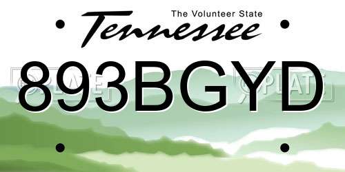 893BGYD Tennessee License Plate