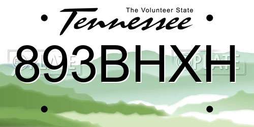 893BHXH Tennessee License Plate