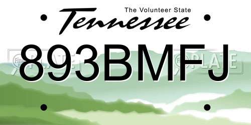 893BMFJ Tennessee License Plate