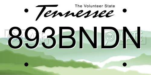 893BNDN Tennessee License Plate
