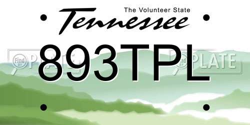 893TPL Tennessee License Plate