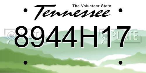 8944H17 Tennessee License Plate
