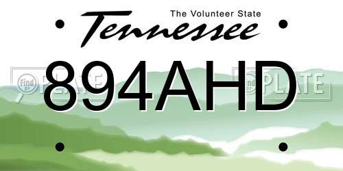 894AHD Tennessee License Plate