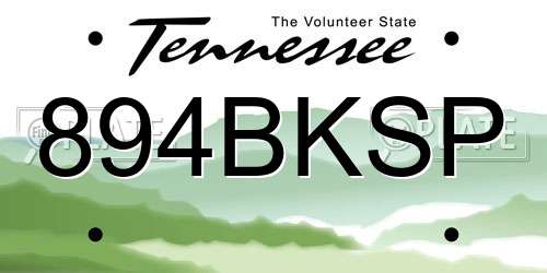 894BKSP Tennessee License Plate