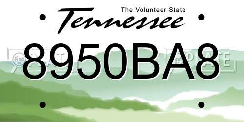 8950BA8 Tennessee License Plate