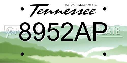 8952AP Tennessee License Plate