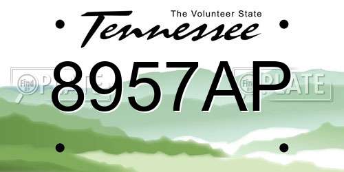8957AP Tennessee License Plate
