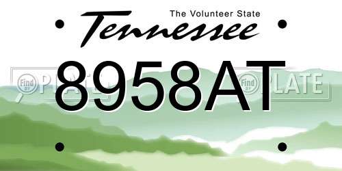8958AT Tennessee License Plate