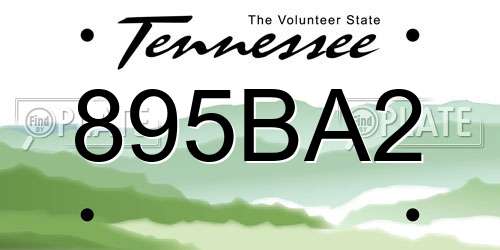 895BA2 Tennessee License Plate