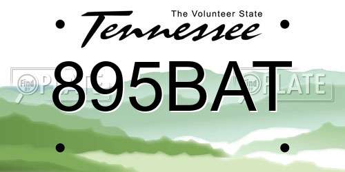 895BAT Tennessee License Plate