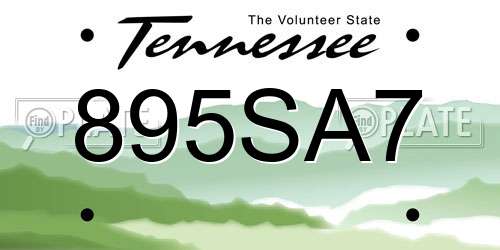 895SA7 Tennessee License Plate