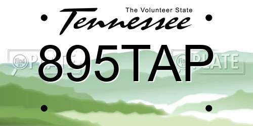895TAP Tennessee License Plate