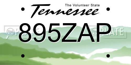 895ZAP Tennessee License Plate