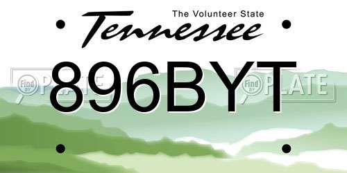 896BYT Tennessee License Plate
