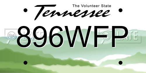 896WFP Tennessee License Plate