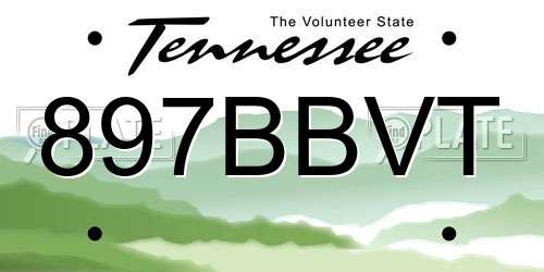 897BBVT Tennessee License Plate
