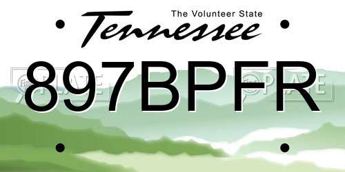 897BPFR Tennessee License Plate