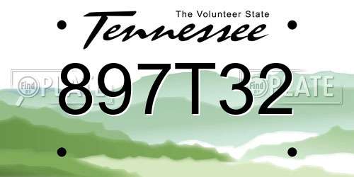 897T32 Tennessee License Plate