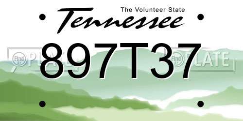 897T37 Tennessee License Plate