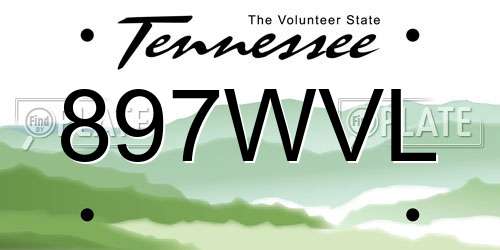 897WVL Tennessee License Plate