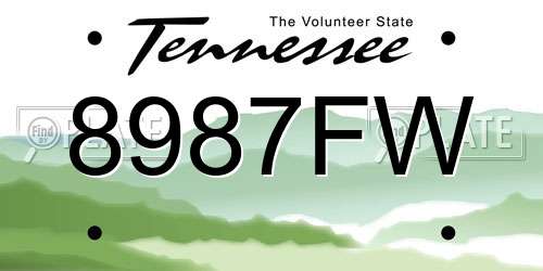 8987FW Tennessee License Plate