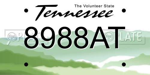 8988AT Tennessee License Plate
