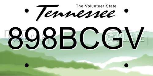 898BCGV Tennessee License Plate