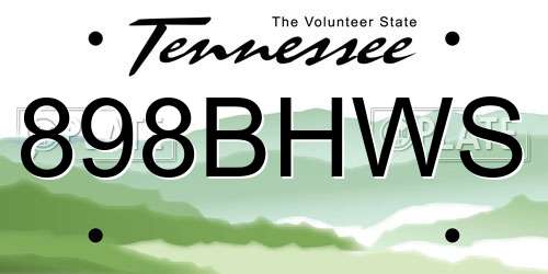 898BHWS Tennessee License Plate