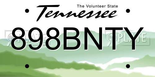898BNTY Tennessee License Plate