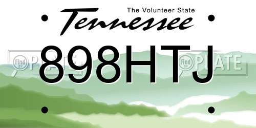 898HTJ Tennessee License Plate