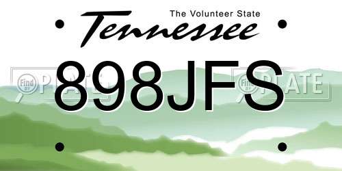 898JFS Tennessee License Plate