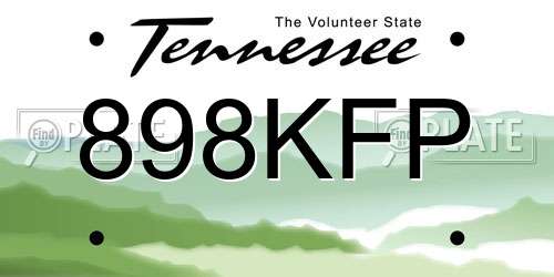 898KFP Tennessee License Plate