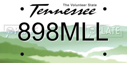 898MLL Tennessee License Plate