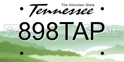 898TAP Tennessee License Plate