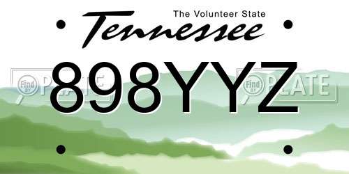 898YYZ Tennessee License Plate